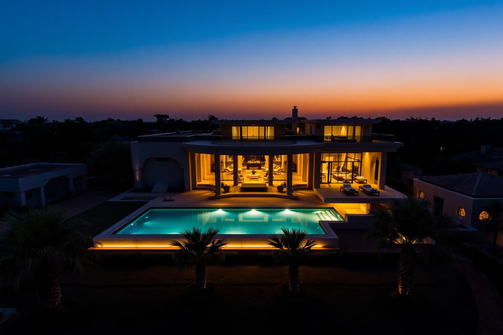Villa de luxe à Bamako au coucher du soleil